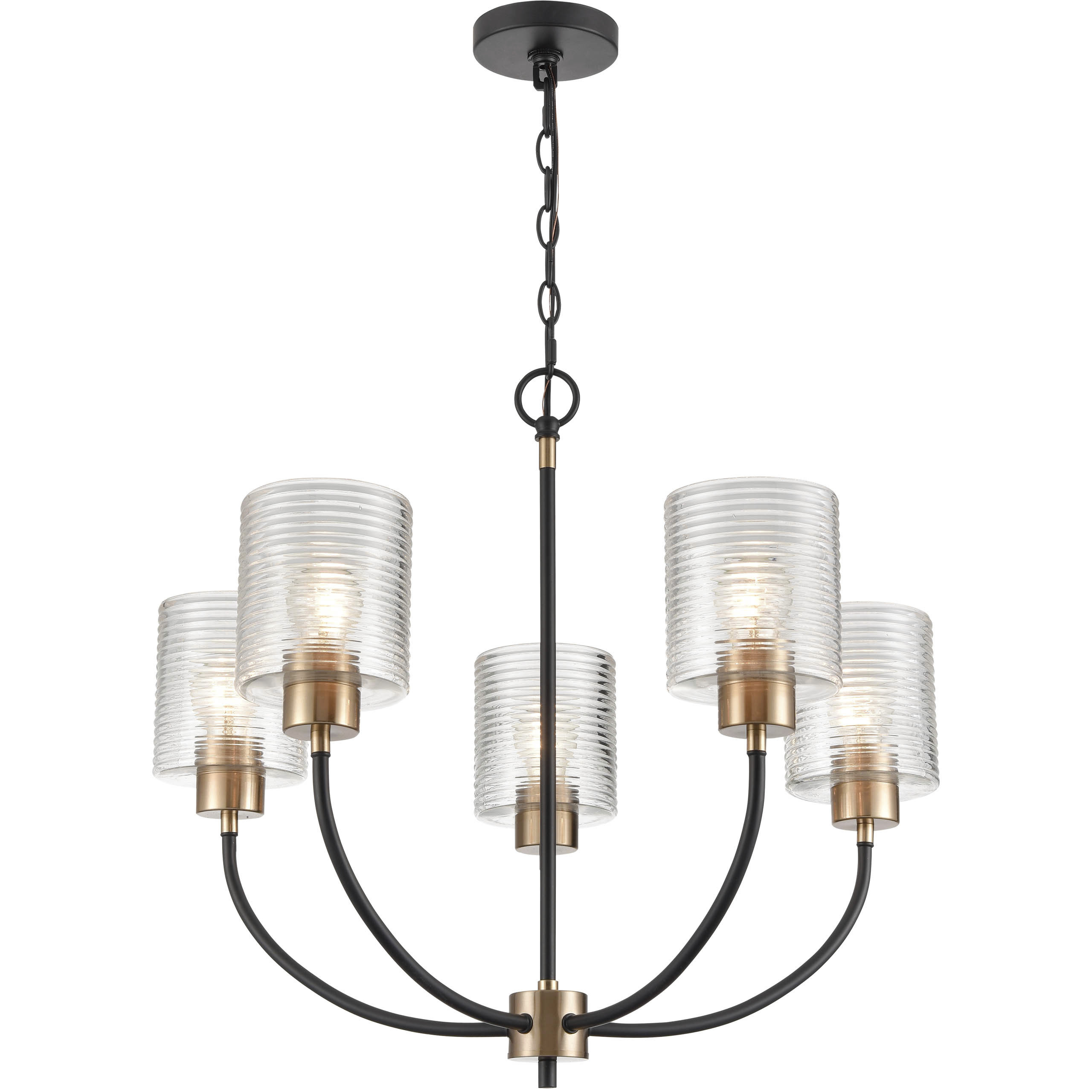 Renitta 5 Light 26 inch Matte Black/Modern Gold Chandelier Ceiling Light